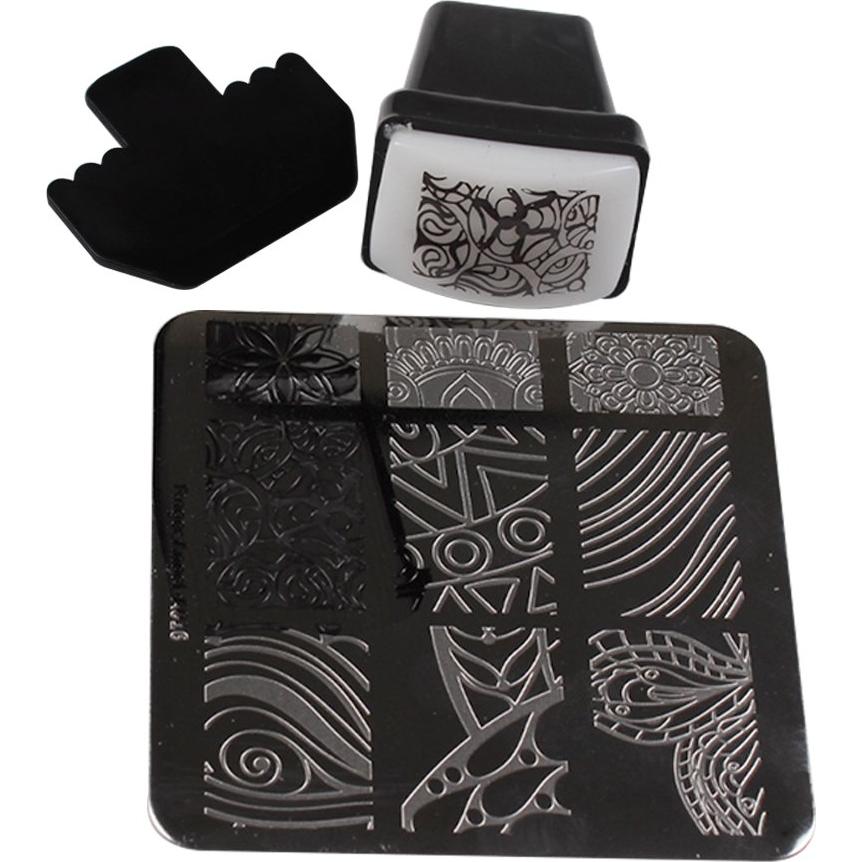 Kit de Estampado de Uñas Finger Angel 10 Placas + Estampador