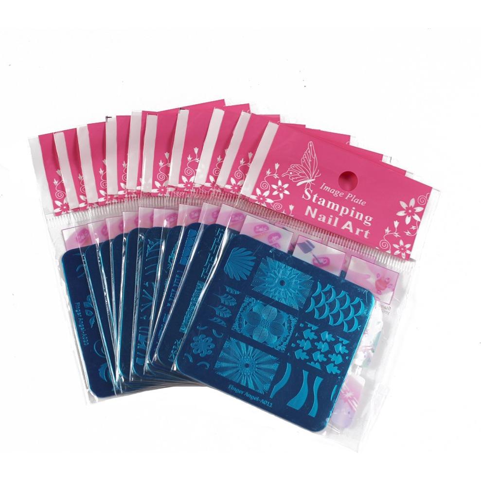 Kit de Estampado de Uñas Finger Angel 10 Placas + Estampador
