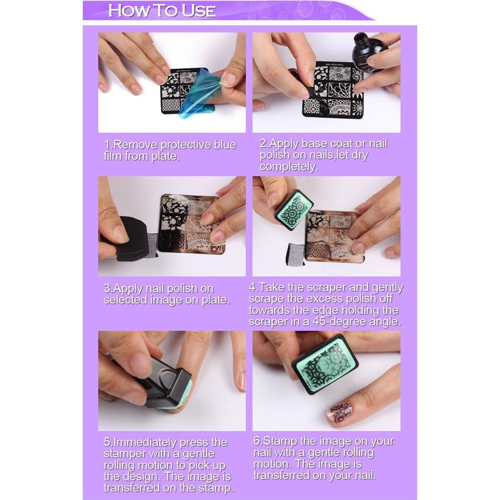 Kit de Estampado de Uñas Finger Angel 10 Placas + Estampador