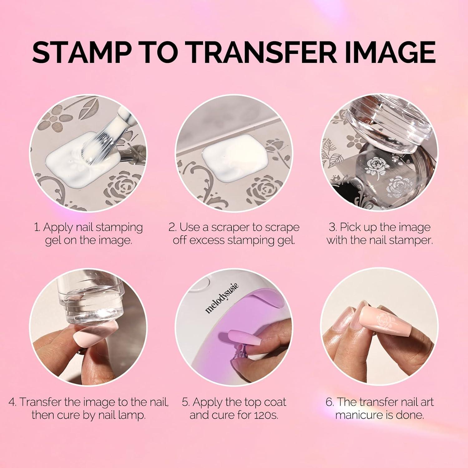 Kit de Estampado de Uñas MelodySusie Rosa 2 Piezas