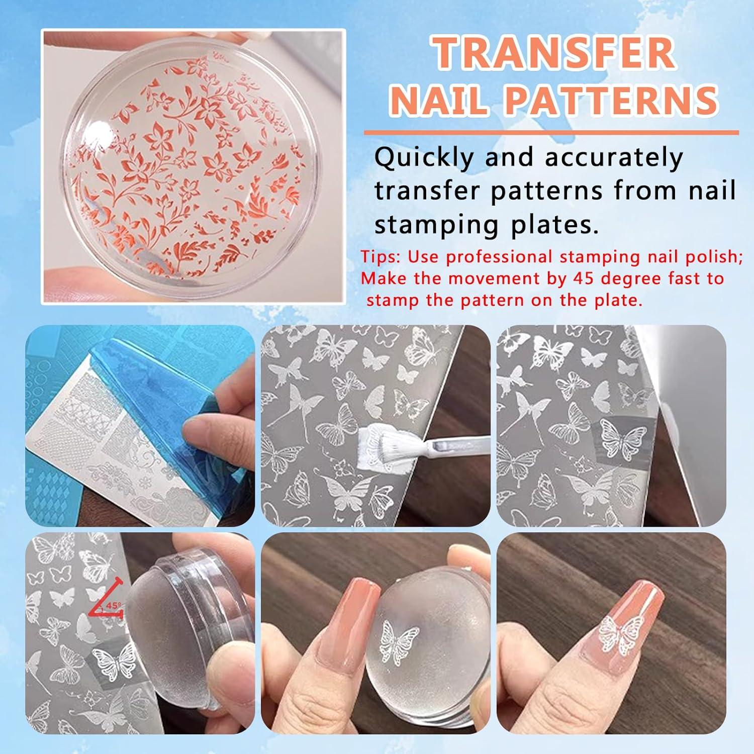 Kit Estampador de Uñas SUTOKAKA 4 Piezas Silicona Clara