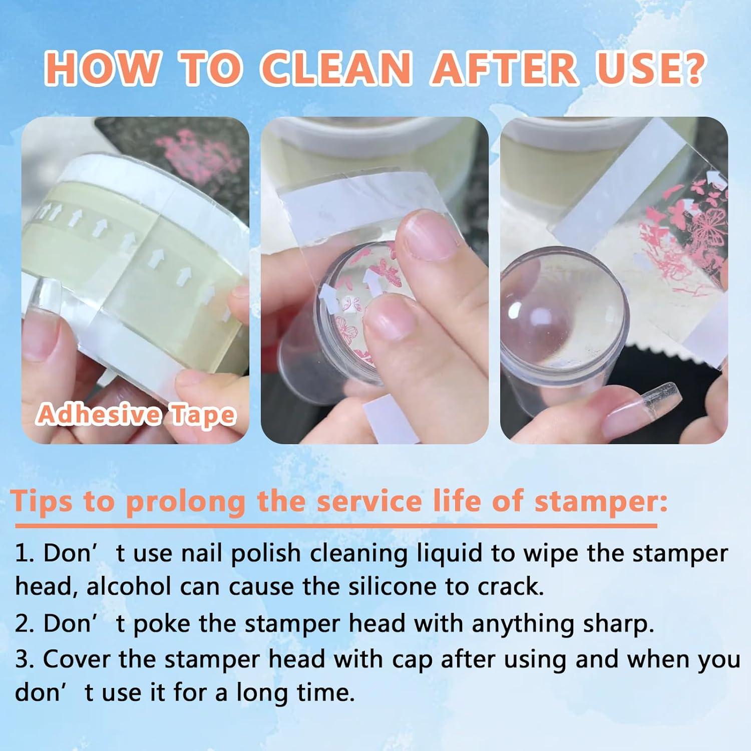 Kit Estampador de Uñas SUTOKAKA 4 Piezas Silicona Clara