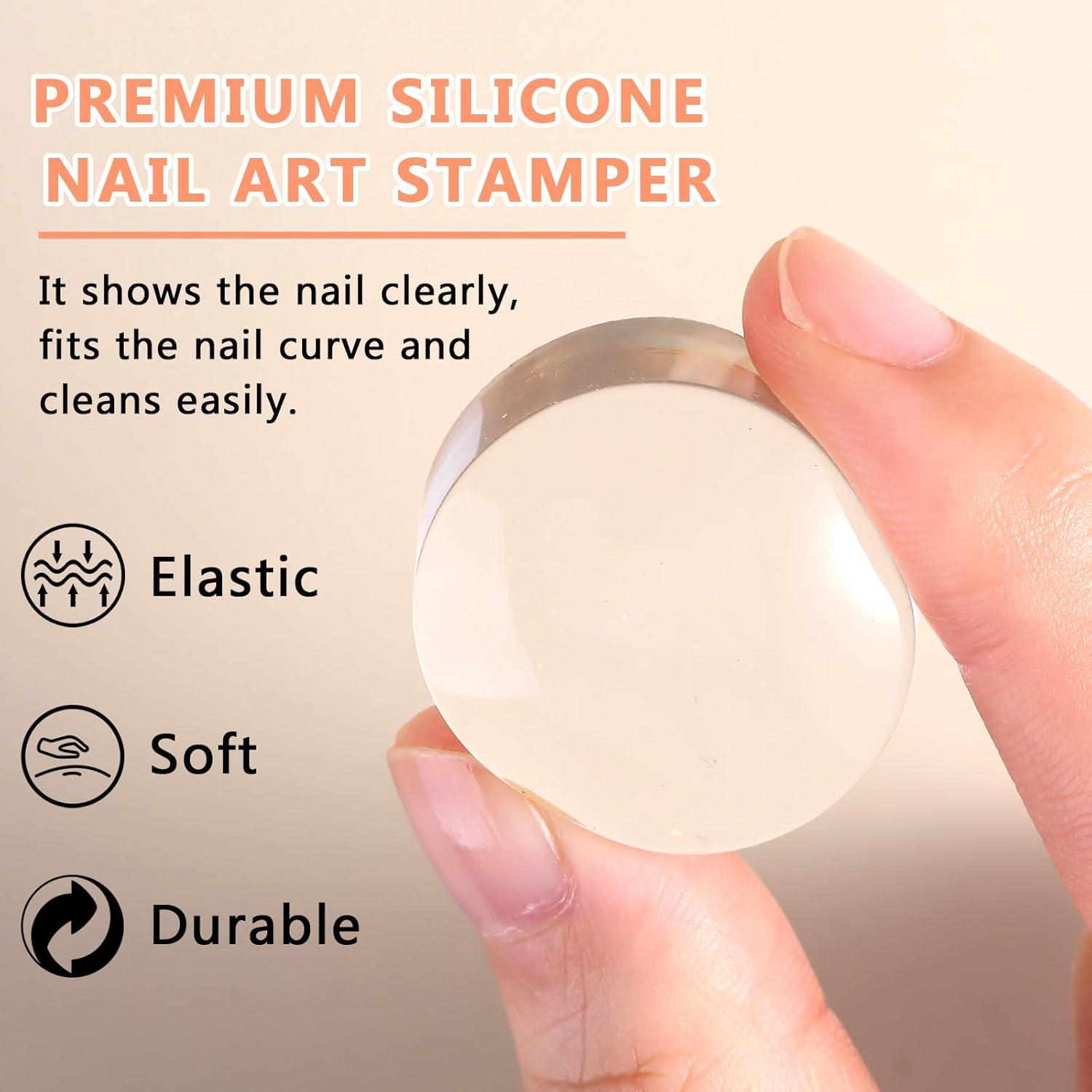 Kit Estampador de Uñas SUTOKAKA 4 Piezas Silicona Clara