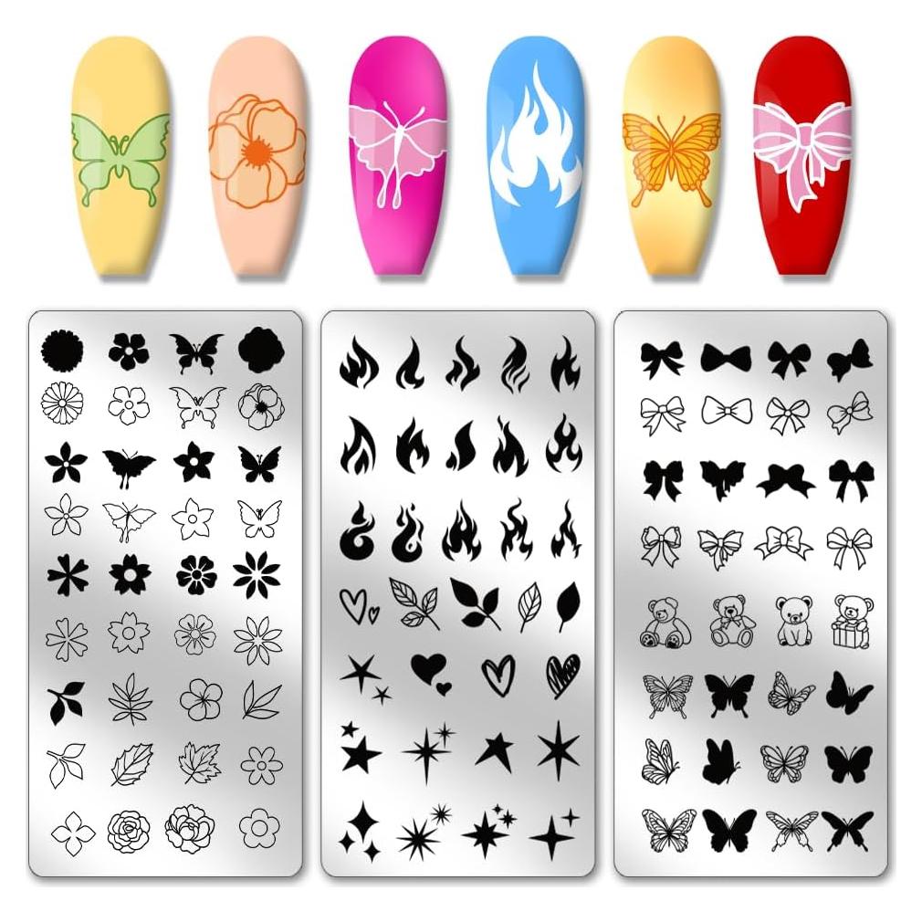 Kit de Estampado de Uñas PH PandaHall 3 Placas 12x6 cm