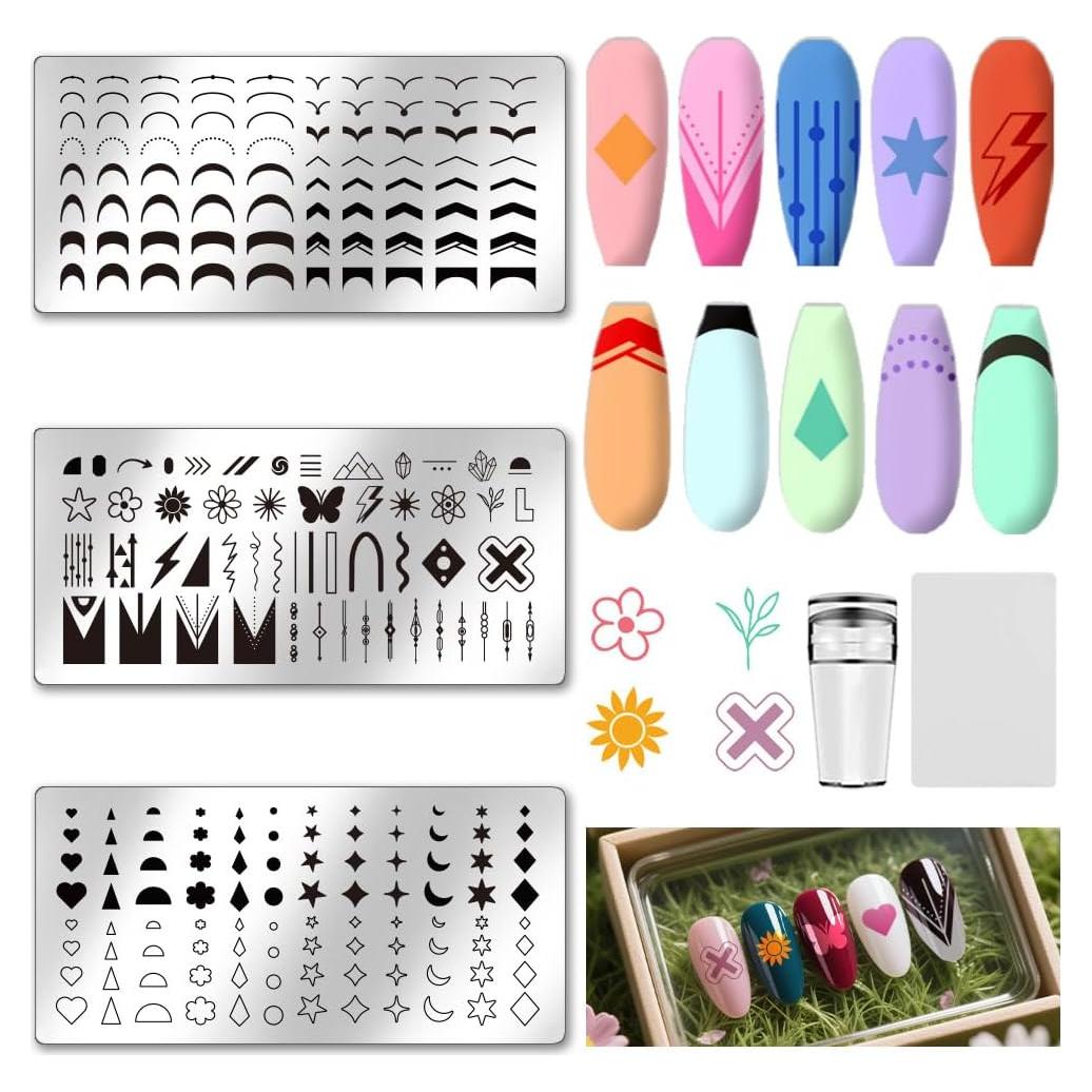 Set de 3 Placas de Estampado de Uñas UNICRAFTALE 12x6cm