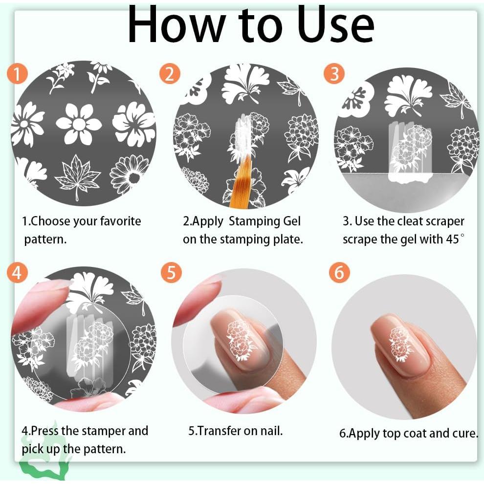 Plantillas de Estampado de Uñas PH PandaHall 3pcs Flores