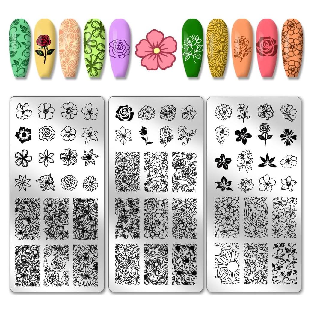 Kit de Placas de Estampado de Uñas PH PandaHall - 3 Piezas