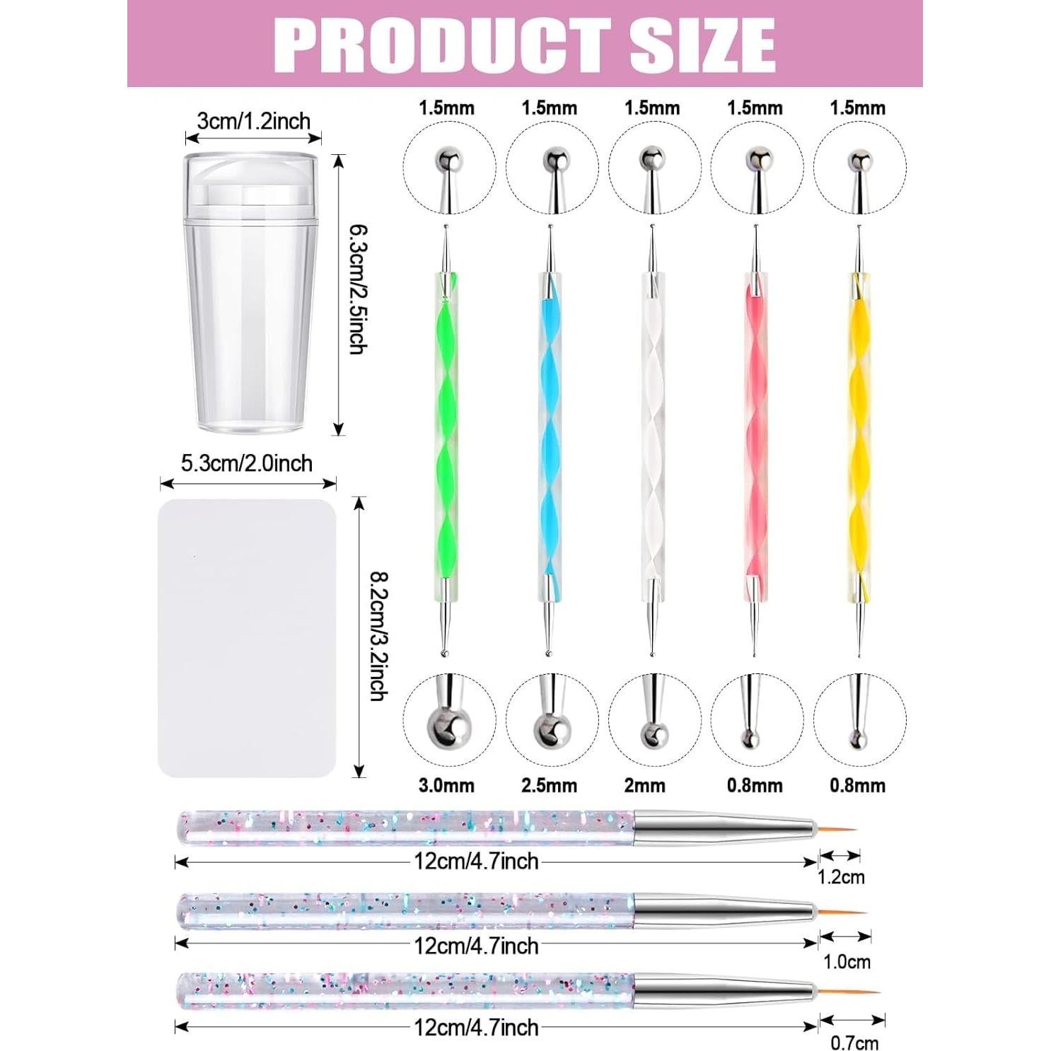 Set de Sellador de Uñas Kalolary con Pinceles y Bolígrafos