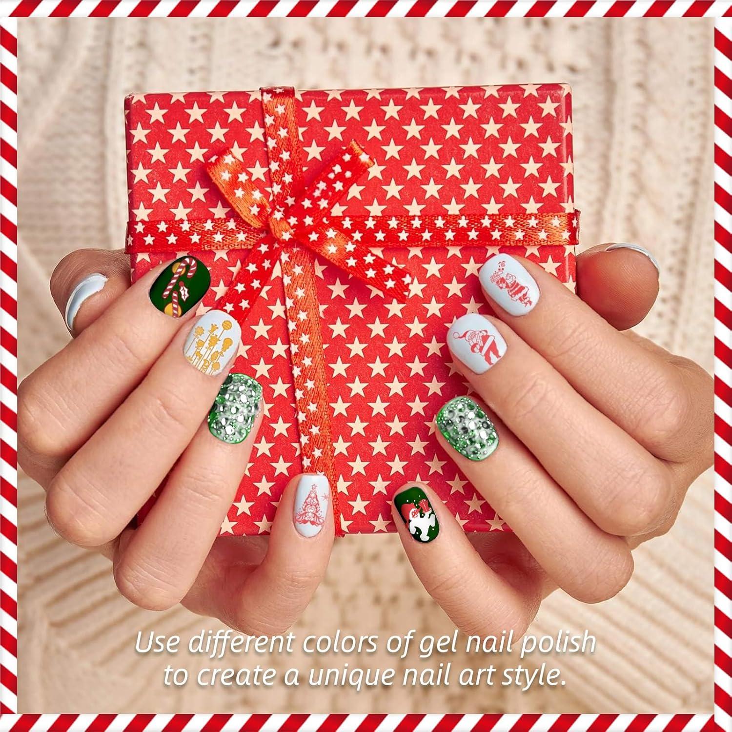 Kit de Estampado de Uñas Navidad BYETOCE 4 Esmaltes 8 Placas