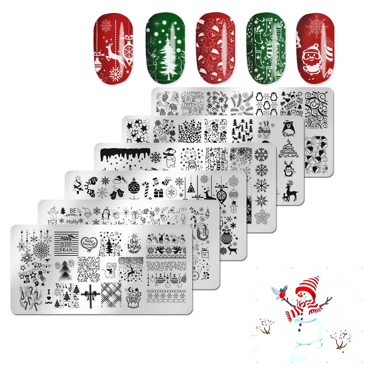 Kit de Estampado de Uñas Navidad 6 Piezas JERCLITY