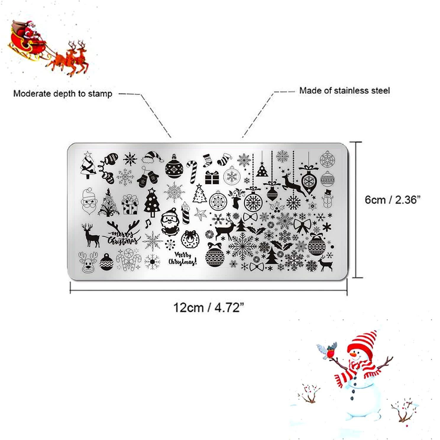 Kit de Estampado de Uñas Navidad 6 Piezas JERCLITY