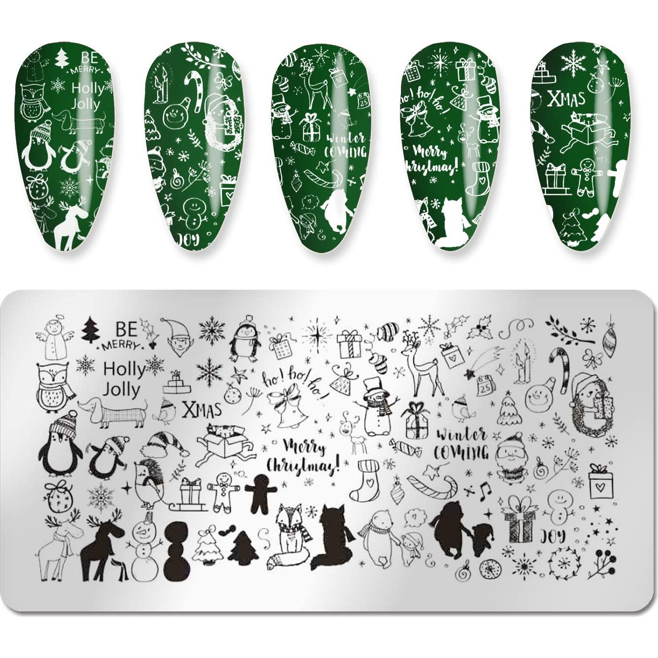 Kit de Estampado de Uñas Navidad 6 Piezas JERCLITY