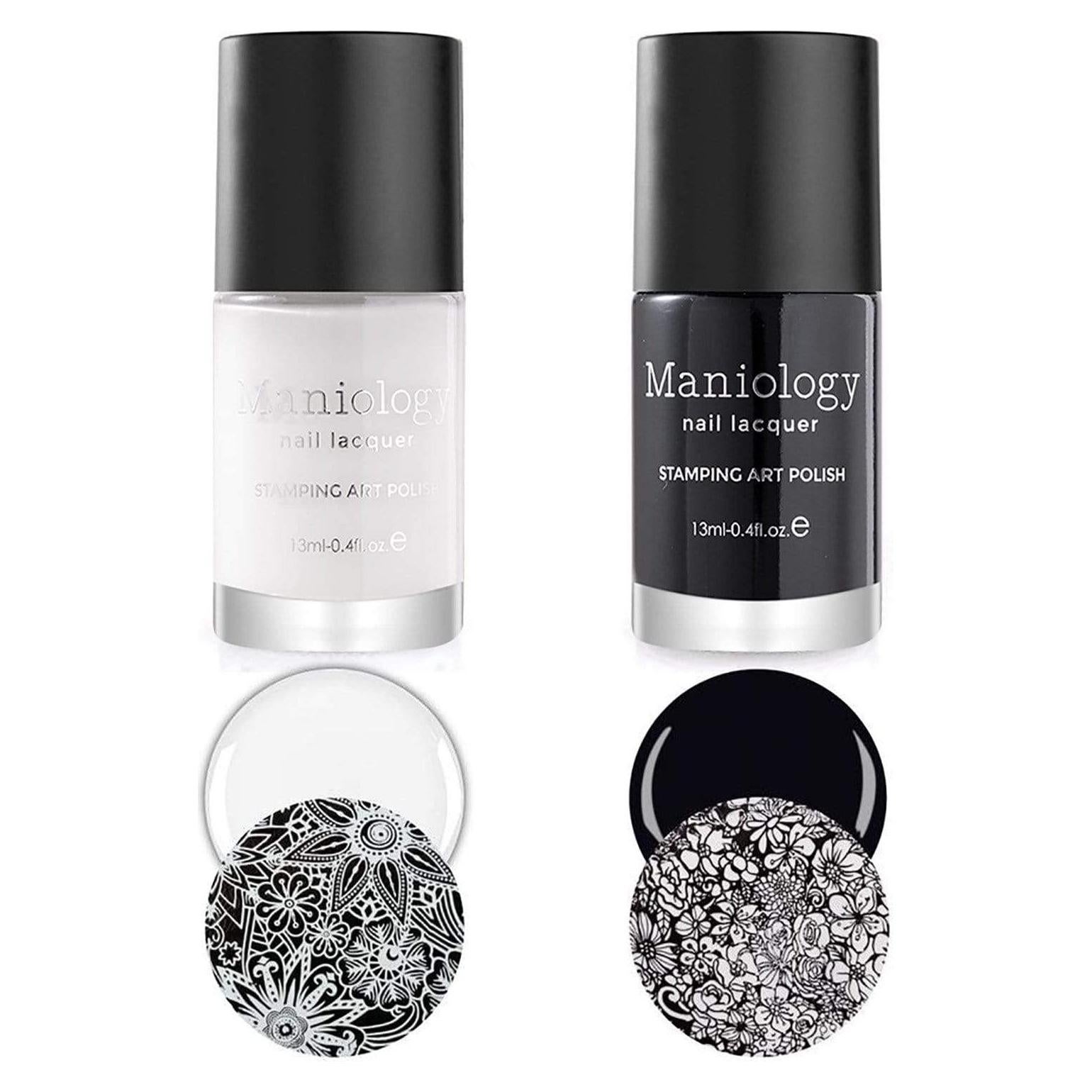 Conjunto de Esmaltes de Estampado Maniology Negro y Blanco 13ml