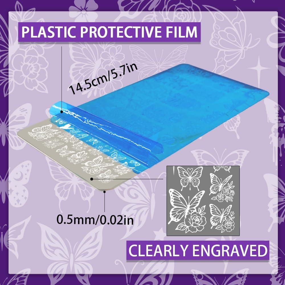 Kit de Estampado de Uñas PH PandaHall 2 Placas Mariposa 140 Patrones