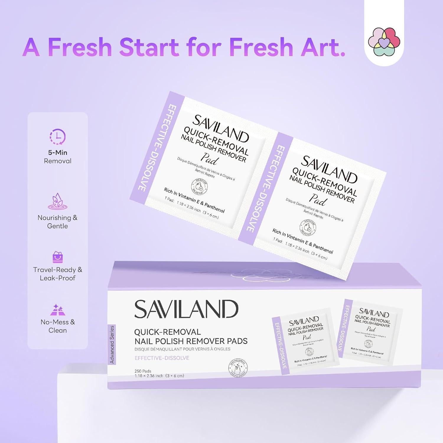 Almohadillas Removedoras de Esmalte de Uñas SAVILAND 250 Pcs