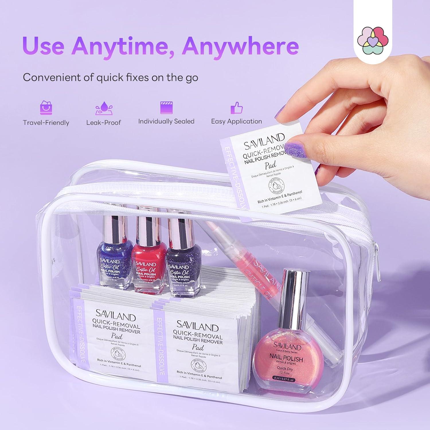 Almohadillas Removedoras de Esmalte de Uñas SAVILAND 250 Pcs