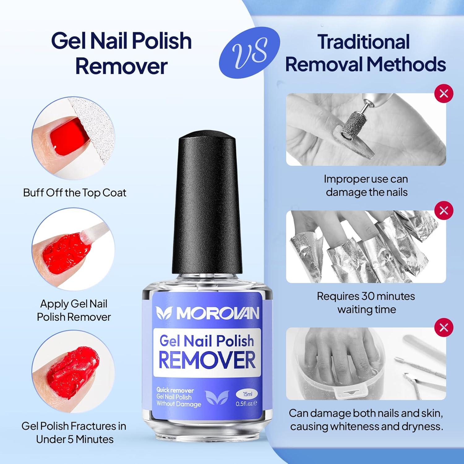 Removedor de Esmalte de Uñas en Gel Morovan 15ml Sin Acetona