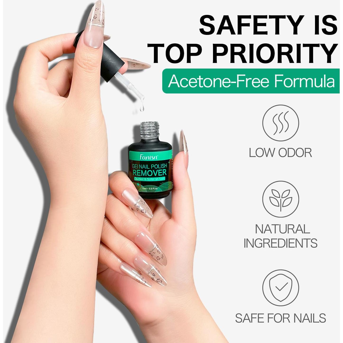 Removedor de Esmalte de Uñas en Gel Fanisn 2x15ml Libre de Acetona