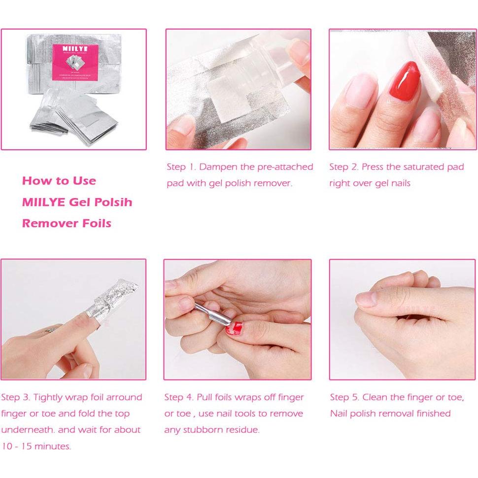 MIILYE Envolturas de Eliminador de Esmalte de Uñas 100 Pcs
