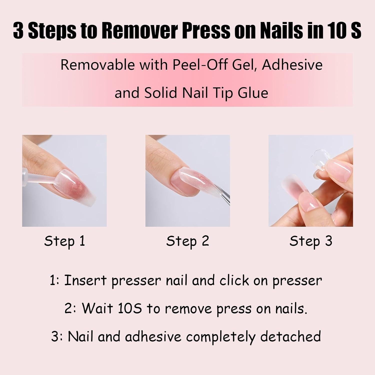 Removedor de Pegamento para Uñas Nowyeh 3 Pcs Hidratante 5% Vit E