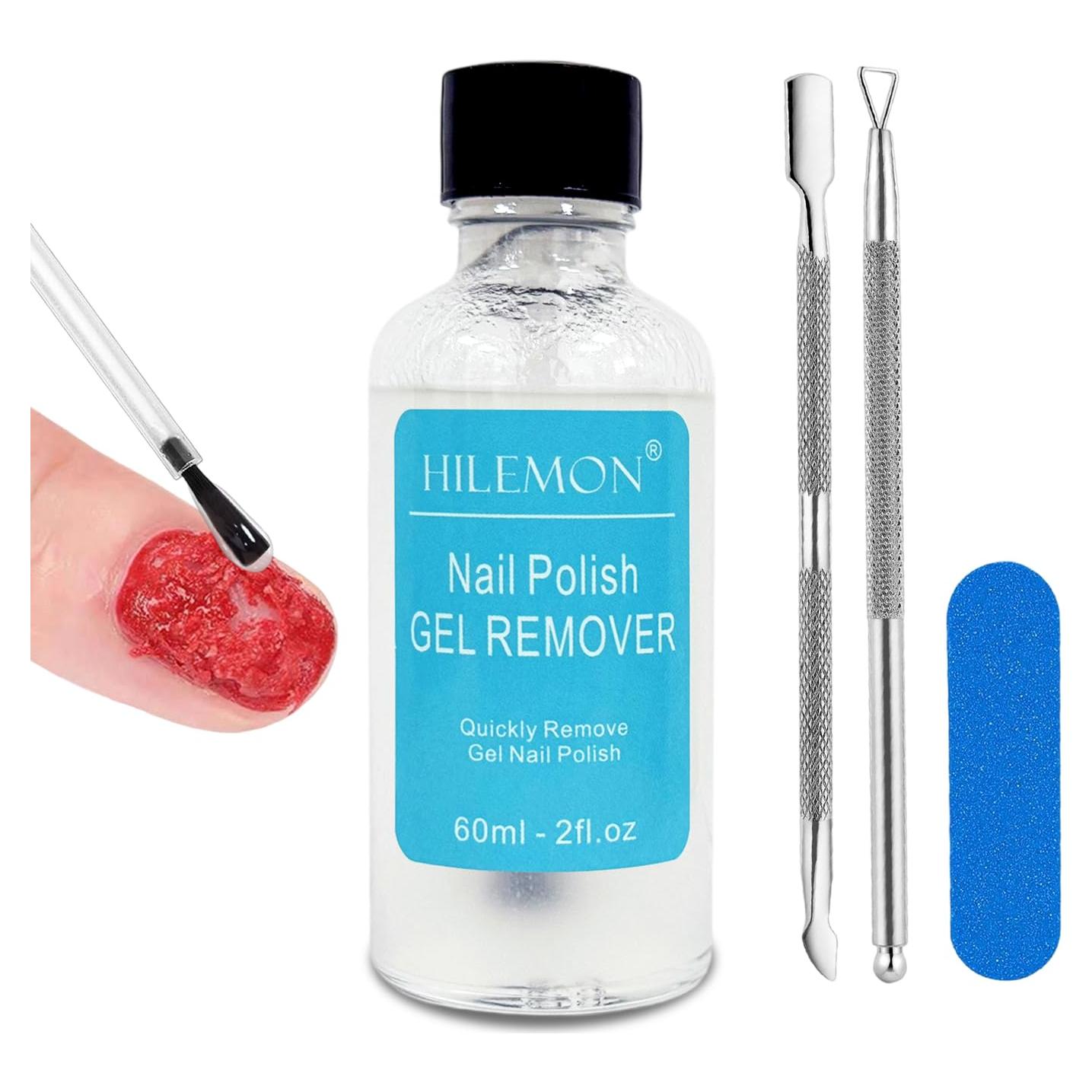 Quick Gel Nail Polish Remover Kit, Easy Remove Gel Polish in 3 Minutes, Safe for Natural Nails with Nail Tools, No Need Soaking or Wrapping, Gel Remover for Nails, Larger Size (60ml)