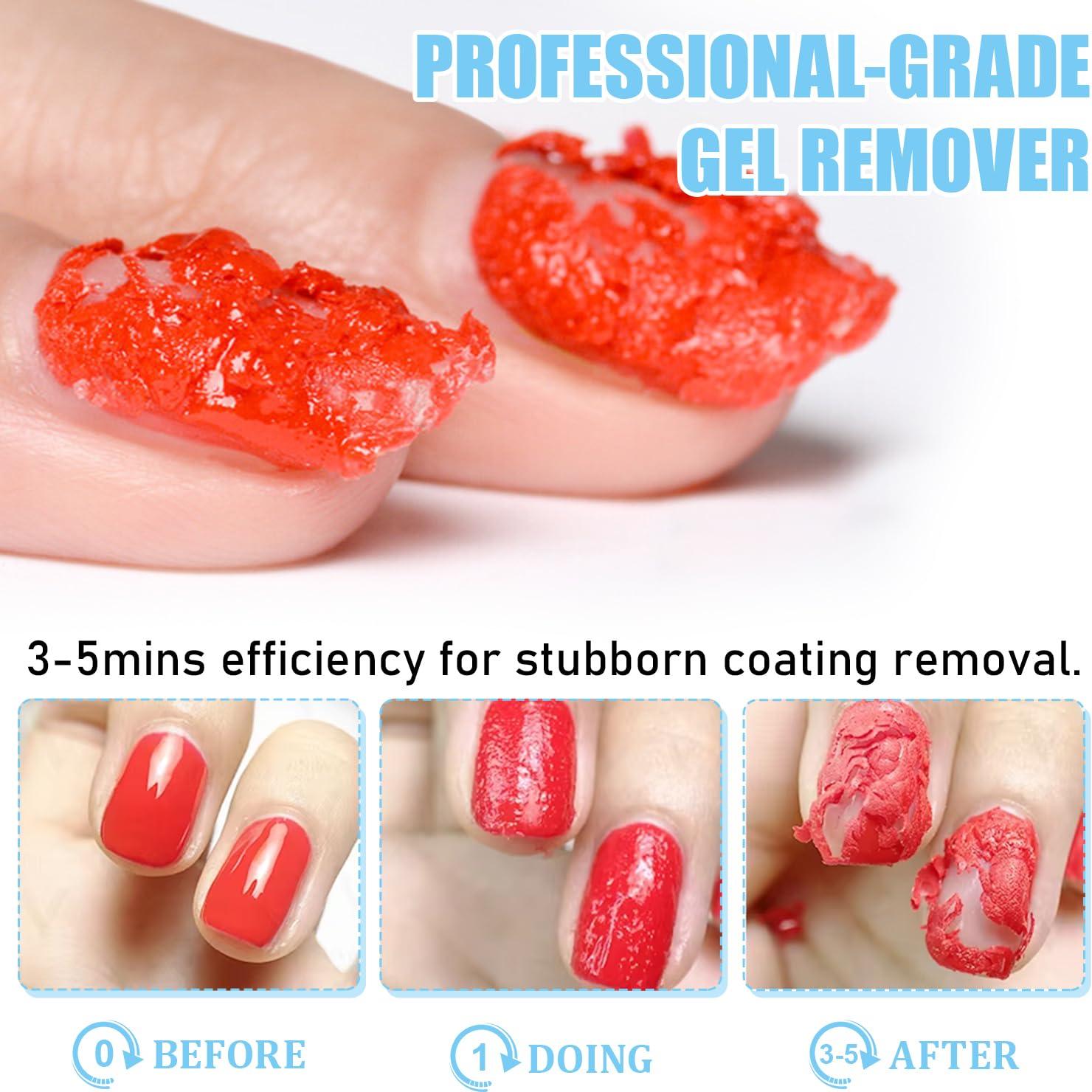 Quick Gel Nail Polish Remover Kit, Easy Remove Gel Polish in 3 Minutes, Safe for Natural Nails with Nail Tools, No Need Soaking or Wrapping, Gel Remover for Nails, Larger Size (60ml)