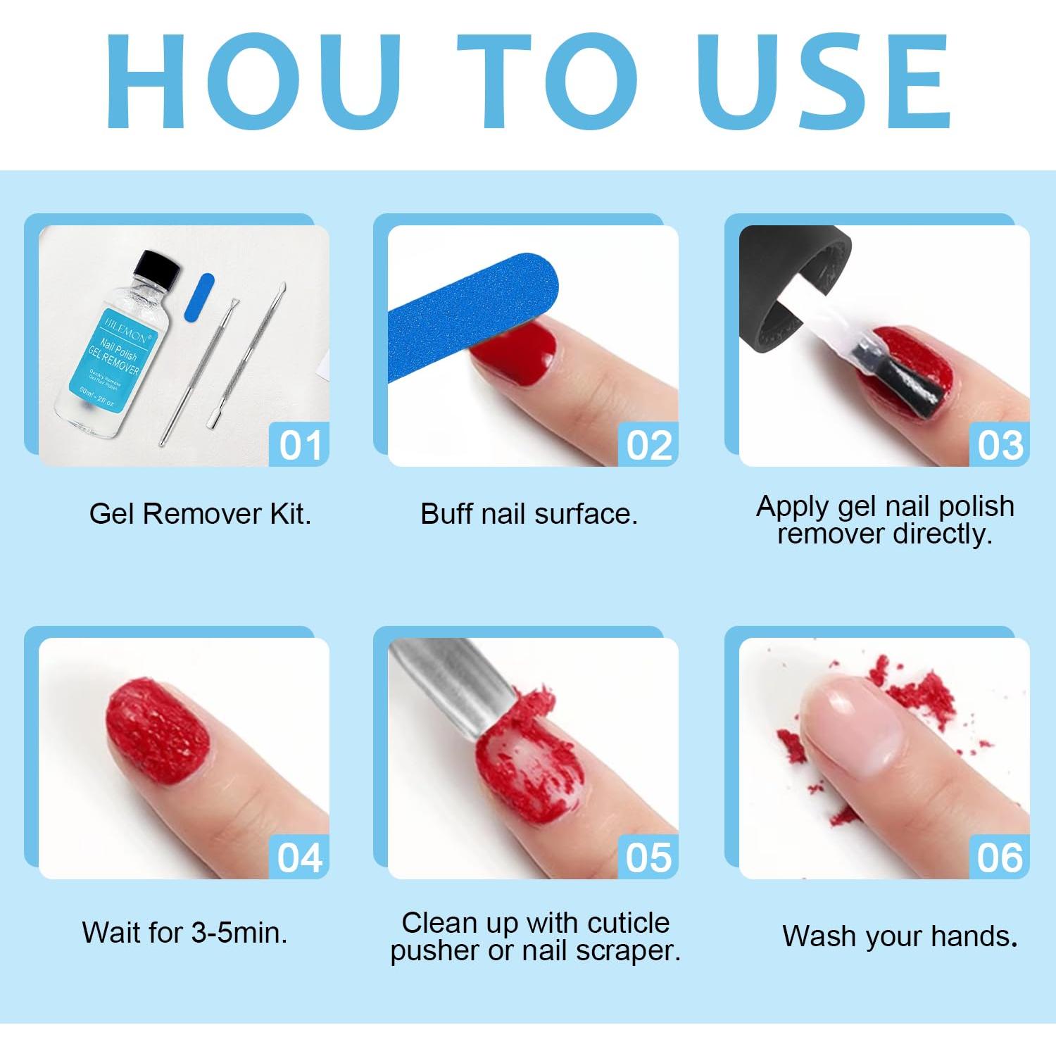 Quick Gel Nail Polish Remover Kit, Easy Remove Gel Polish in 3 Minutes, Safe for Natural Nails with Nail Tools, No Need Soaking or Wrapping, Gel Remover for Nails, Larger Size (60ml)