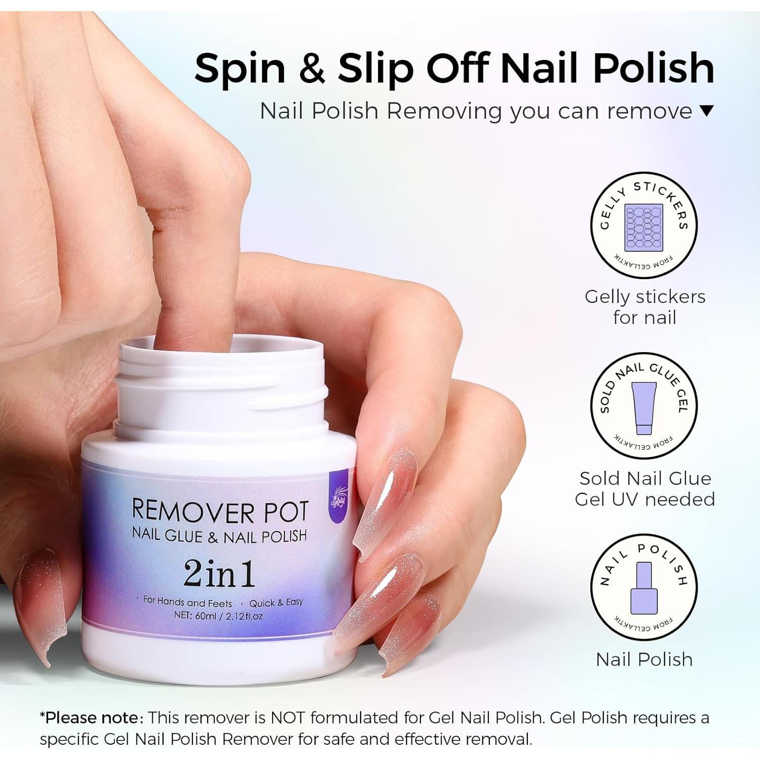 Removedor de Esmalte de Uñas GELLAKTIK 60ml con Esponja