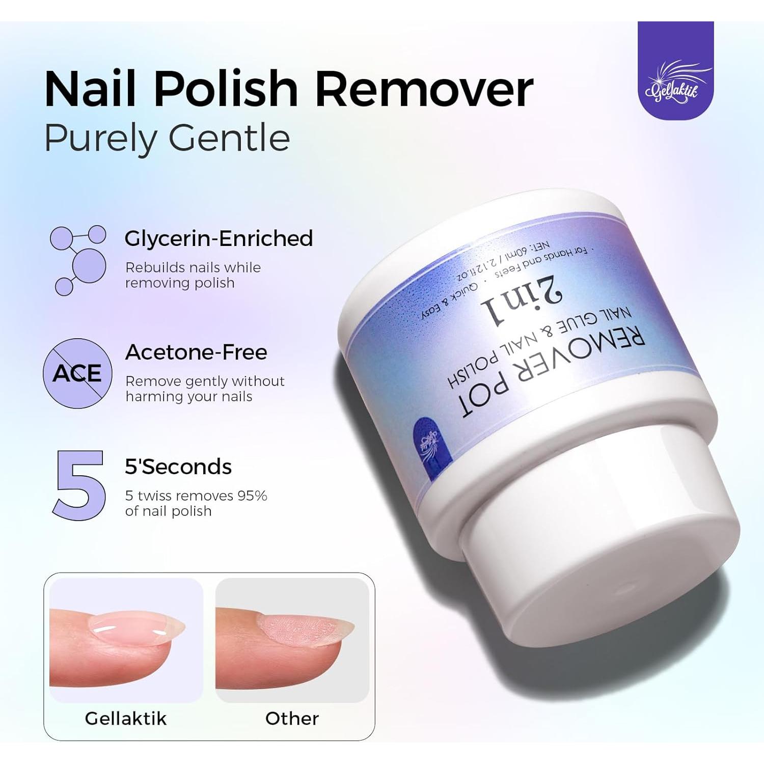 Removedor de Esmalte de Uñas GELLAKTIK 60ml con Esponja