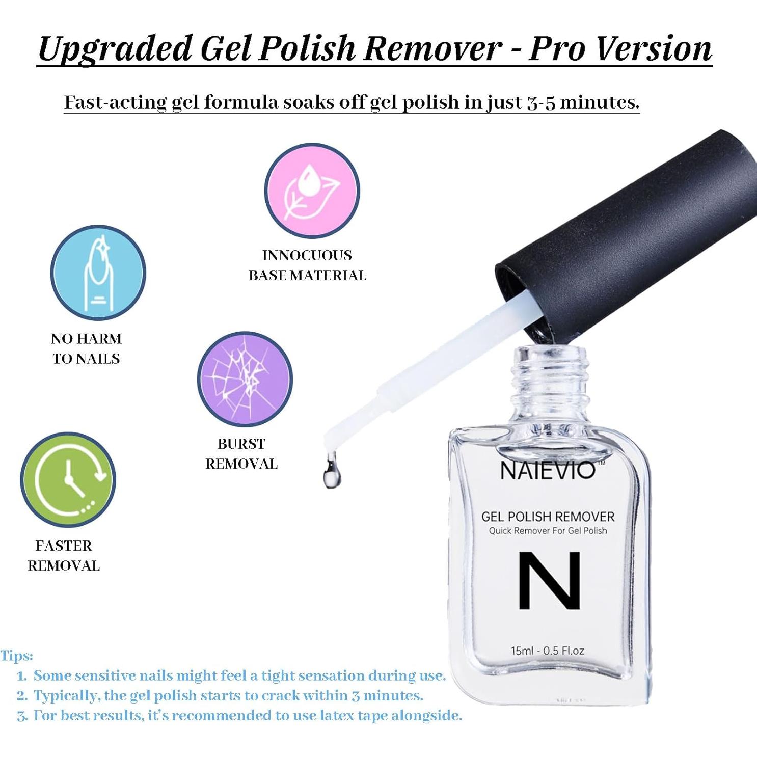 Removedor de Esmalte en Gel NAIEVIO 14.79 ml - Rápido y Fácil