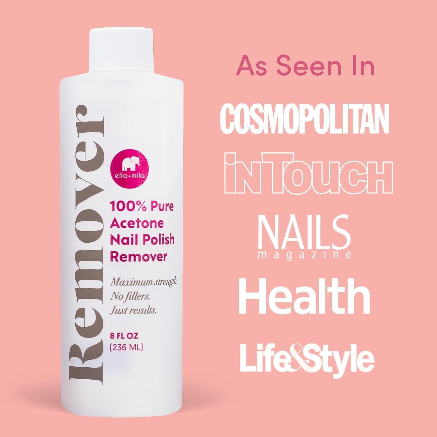 Removedor de Esmalte de Uñas Ella Mila 100% Acetona 236.6 ml