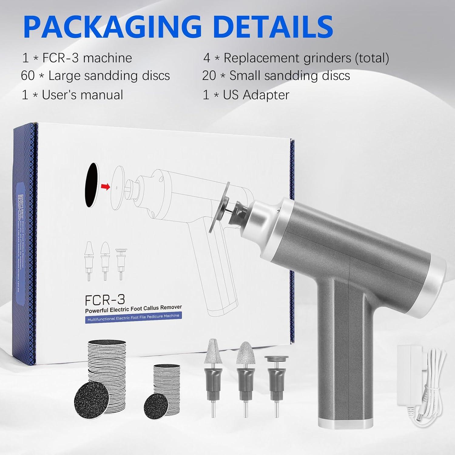 Removedor de Callos Eléctrico FCR-3 Profesional 4500rpm Gris