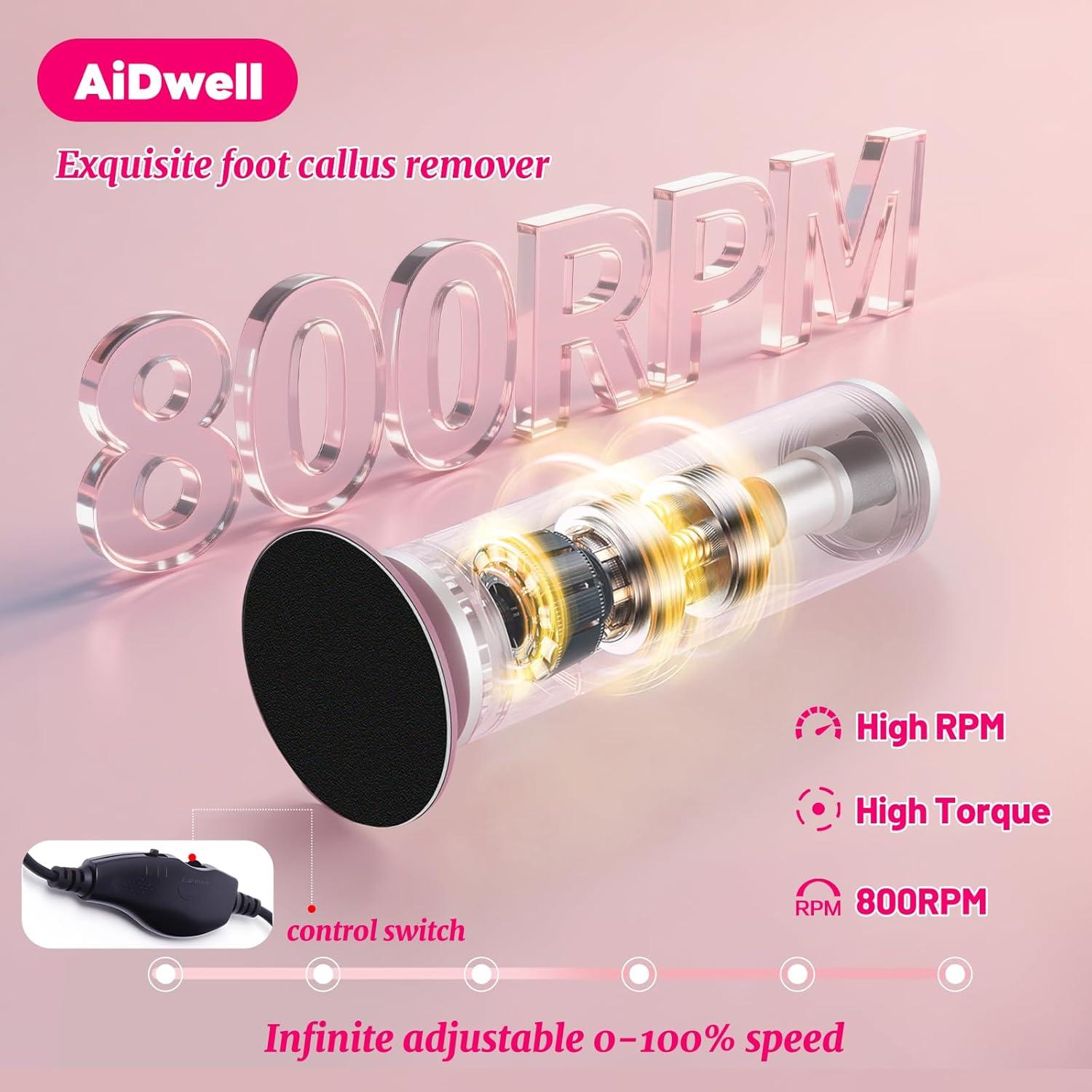 Removedor de Callos Eléctrico AiDwell 800RPM con 80 Discos