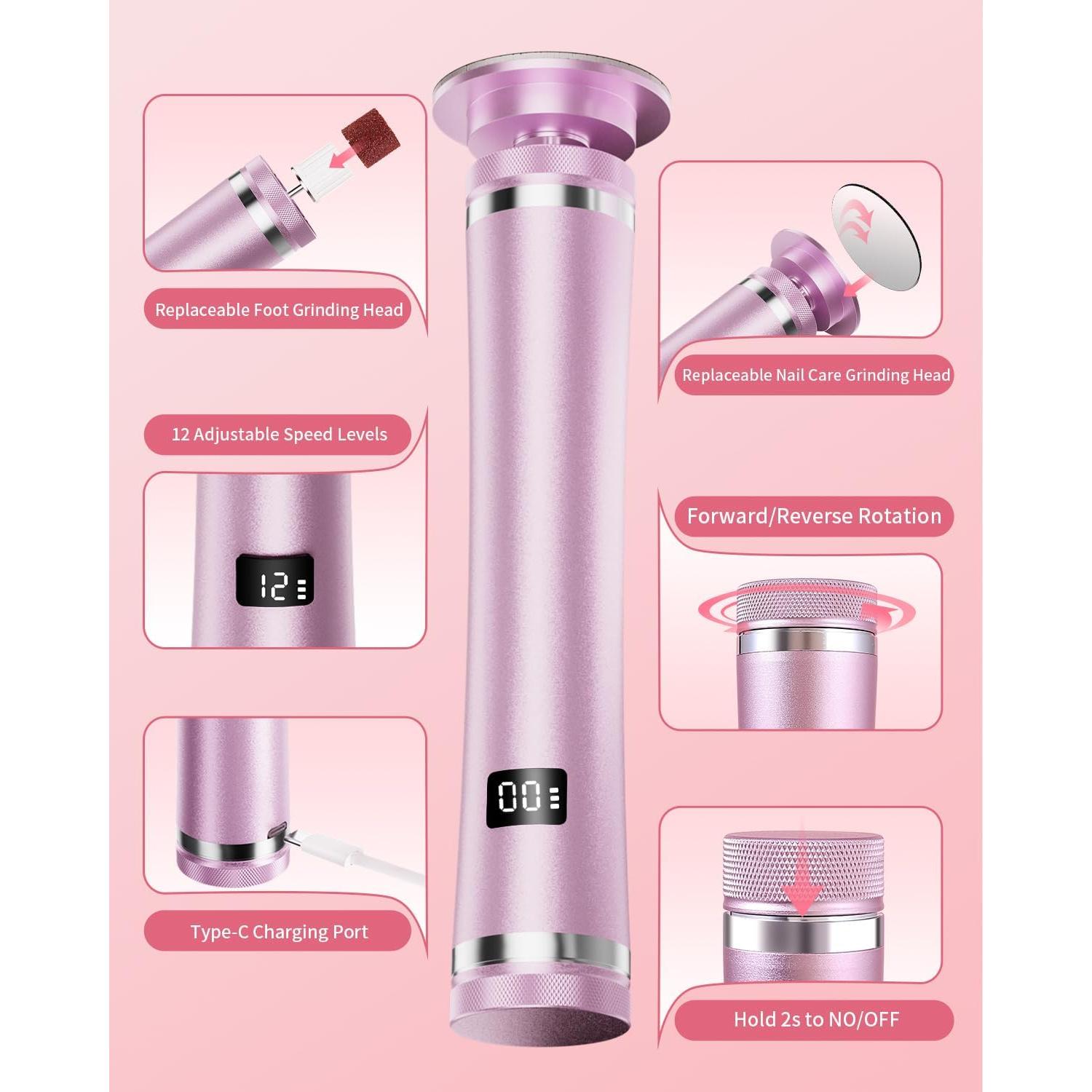 Removedor de Callos Eléctrico Tohecu MY-101 Rosa 12 Velocidades