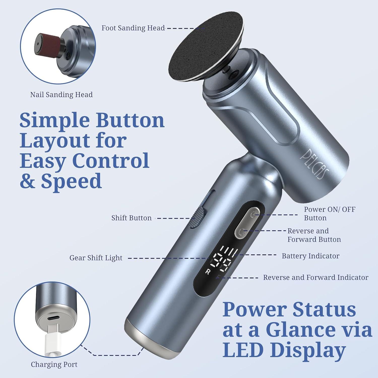 Lima Eléctrica PELCAS para Pies y Uñas 2 en 1 Inalámbrica