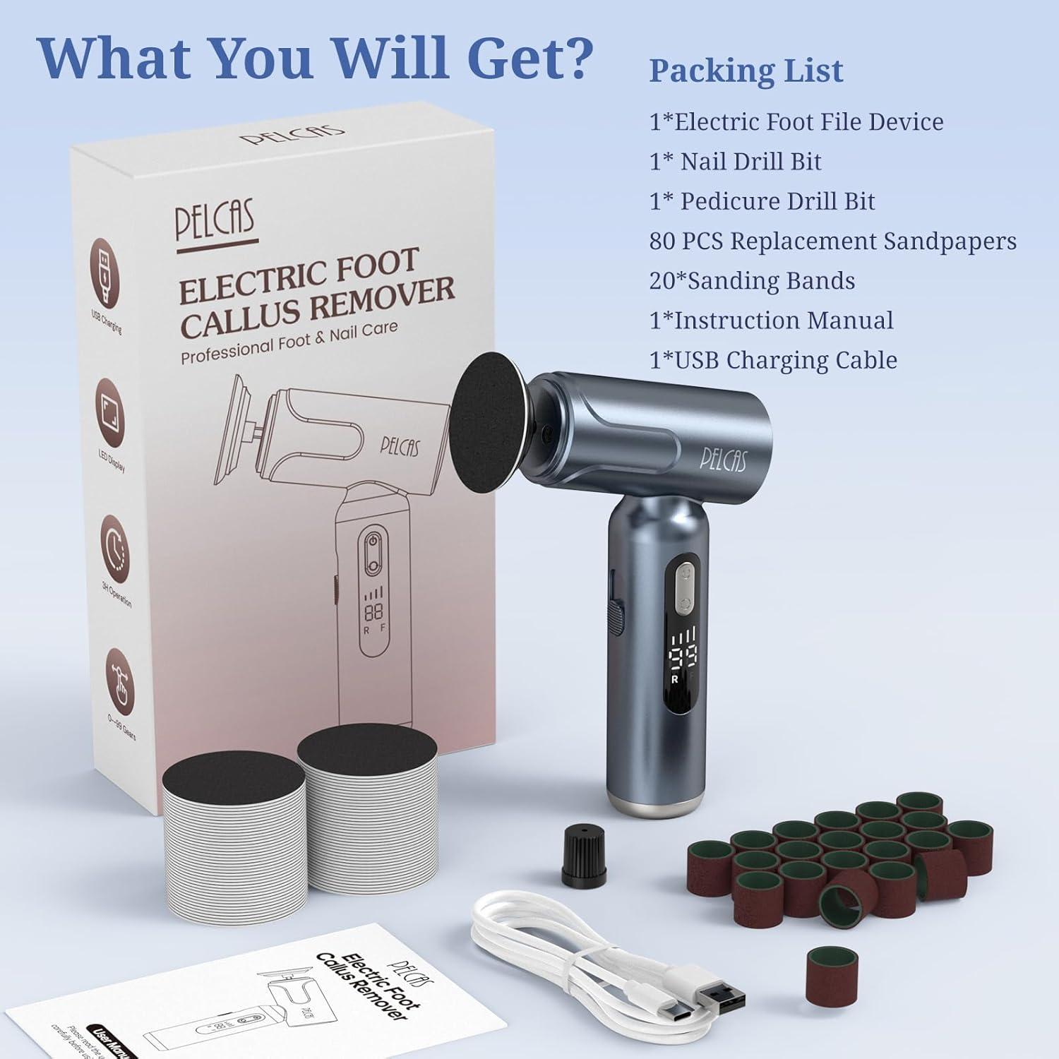 Lima Eléctrica PELCAS para Pies y Uñas 2 en 1 Inalámbrica