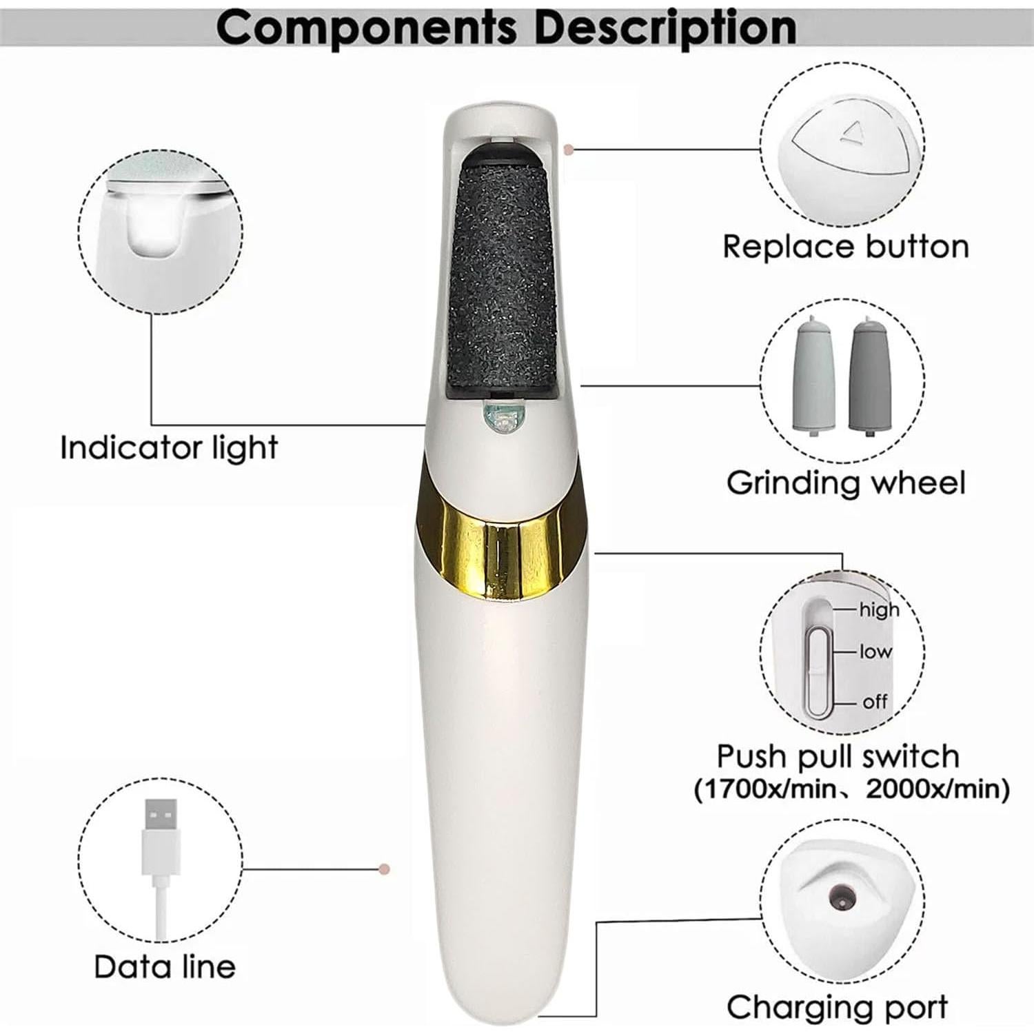 Removedor de Callos Eléctrico ARICEAN Kit Pedicura Blanco