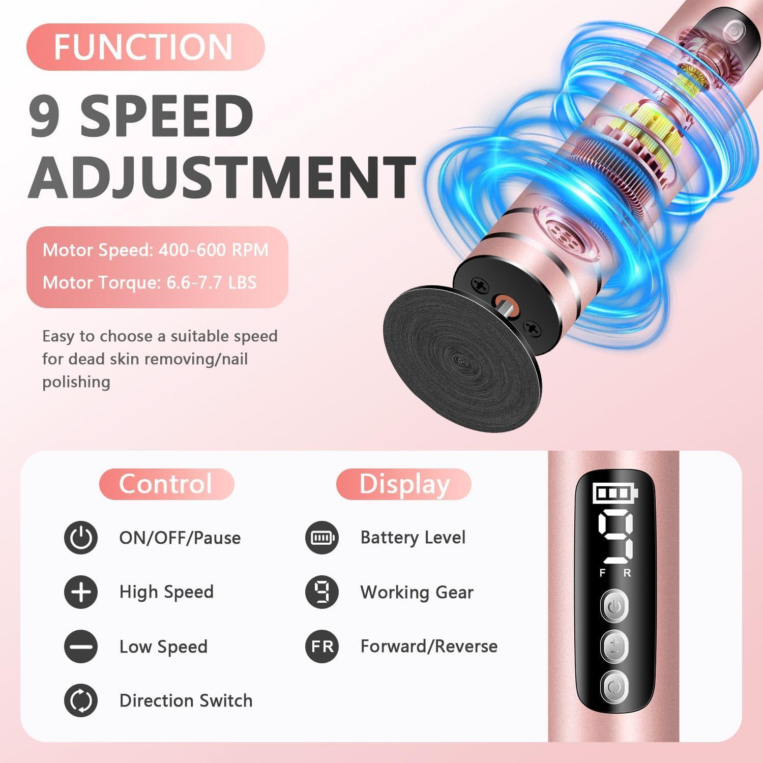 Lima Eléctrica Portátil EAONE MZX-01 para Pies y Uñas 2 en 1