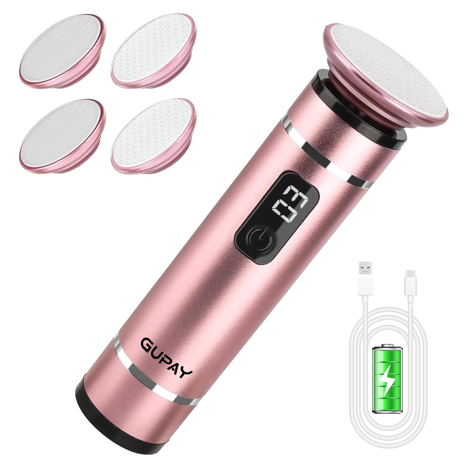 Removedor de Callos Eléctrico GUPAY MSR-802 - 3 Velocidades, 4 Cabezas de Vidrio Nano