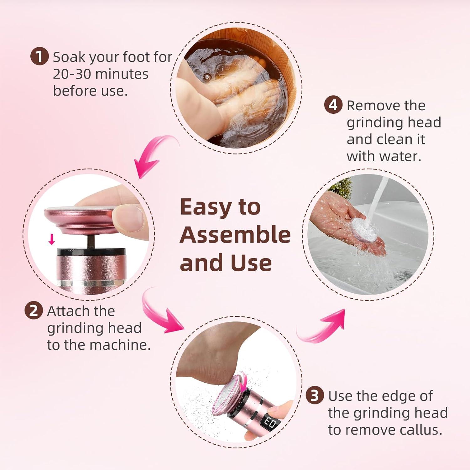 Removedor de Callos Eléctrico GUPAY MSR-802 - 3 Velocidades, 4 Cabezas de Vidrio Nano