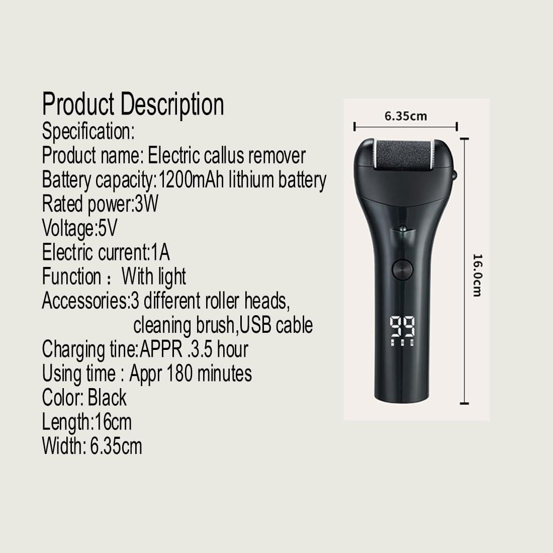 Removedor de Callos Eléctrico Huoxiuart 3 Velocidades IPX7