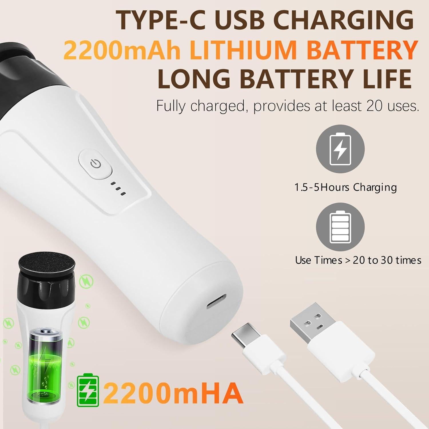 Removedor de Callos Eléctrico I.B.N Blanco 2200mAh 15000RPM