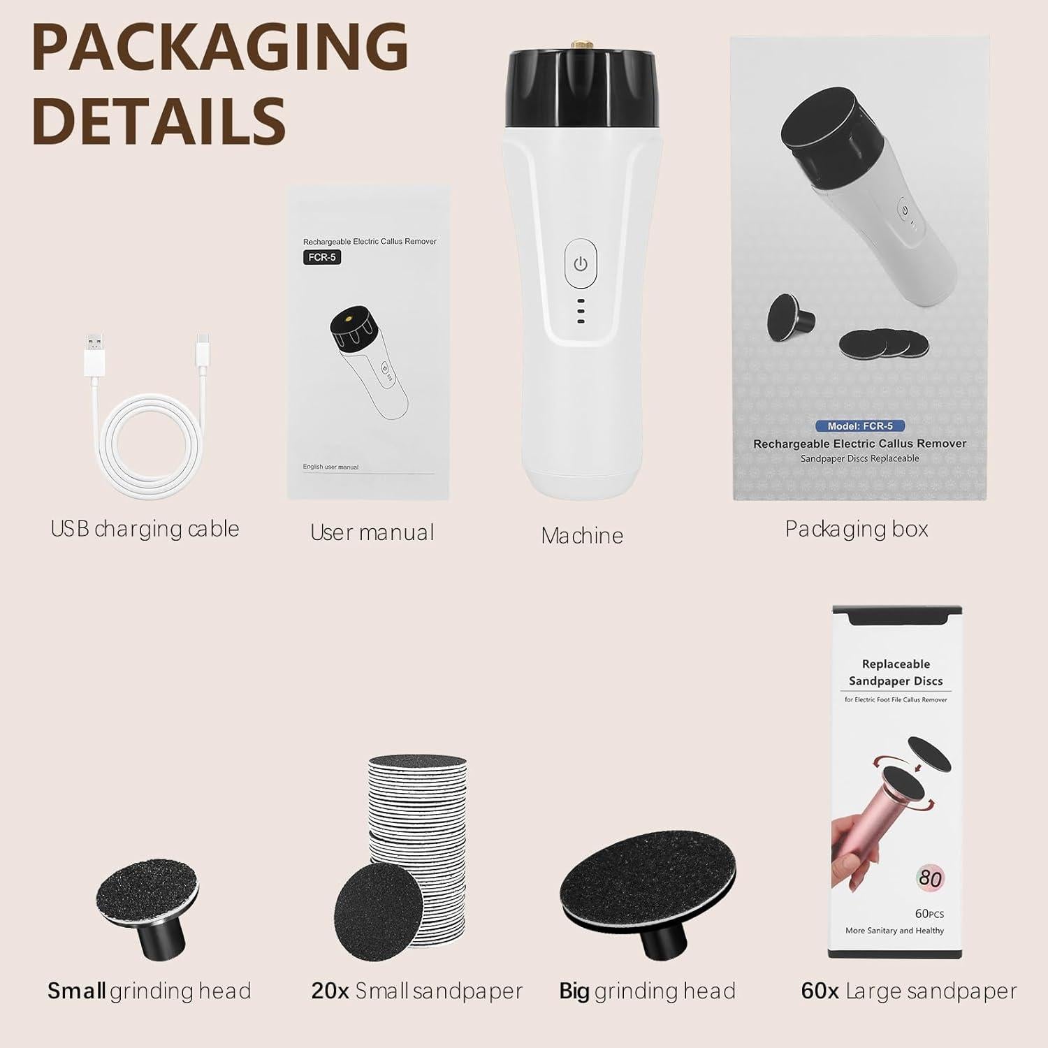 Removedor de Callos Eléctrico I.B.N Blanco 2200mAh 15000RPM