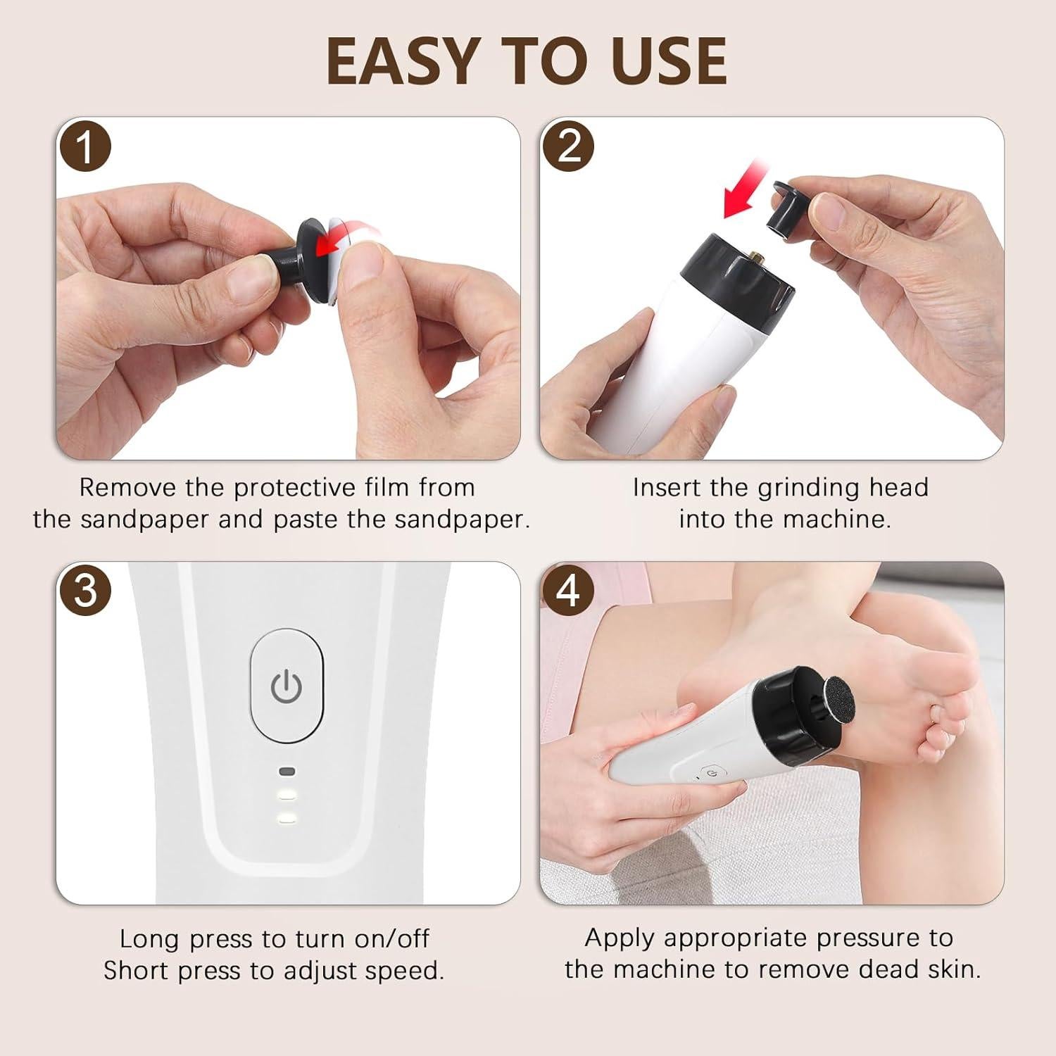 Removedor de Callos Eléctrico I.B.N Blanco 2200mAh 15000RPM