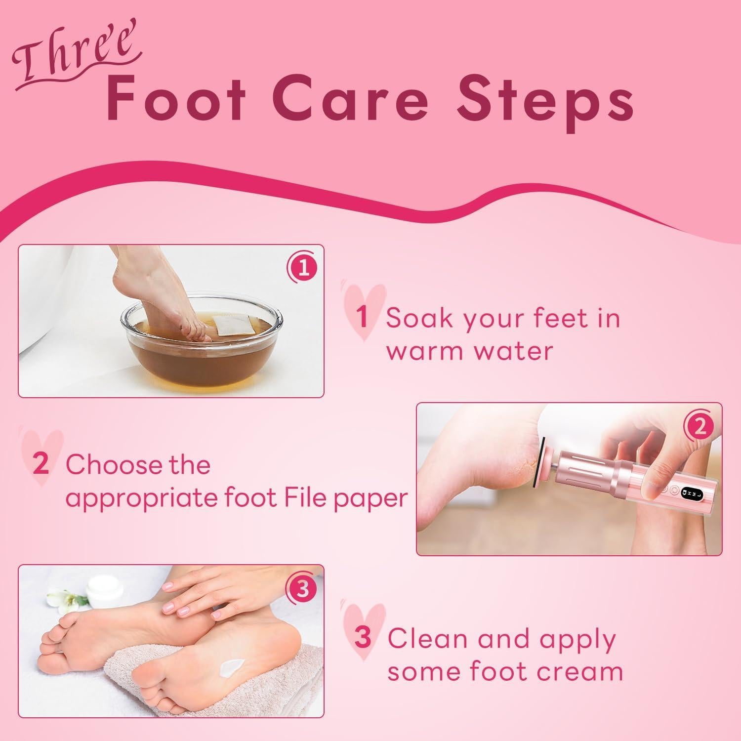 Removedor de Callos Eléctrico JINYAWA Rosa 6 Velocidades LCD