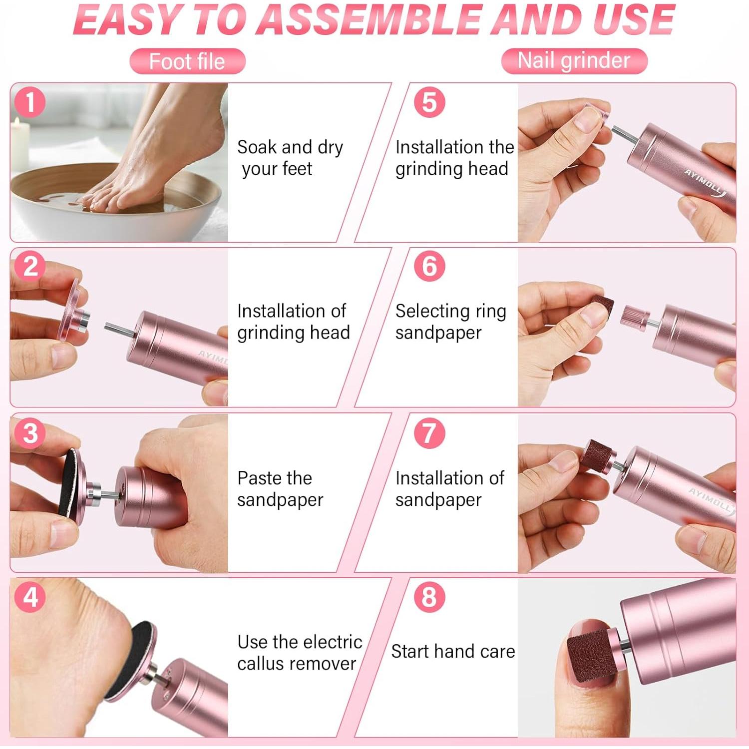 Removedor de Callos Eléctrico Ayimoll 2 en 1 con 60 Discos