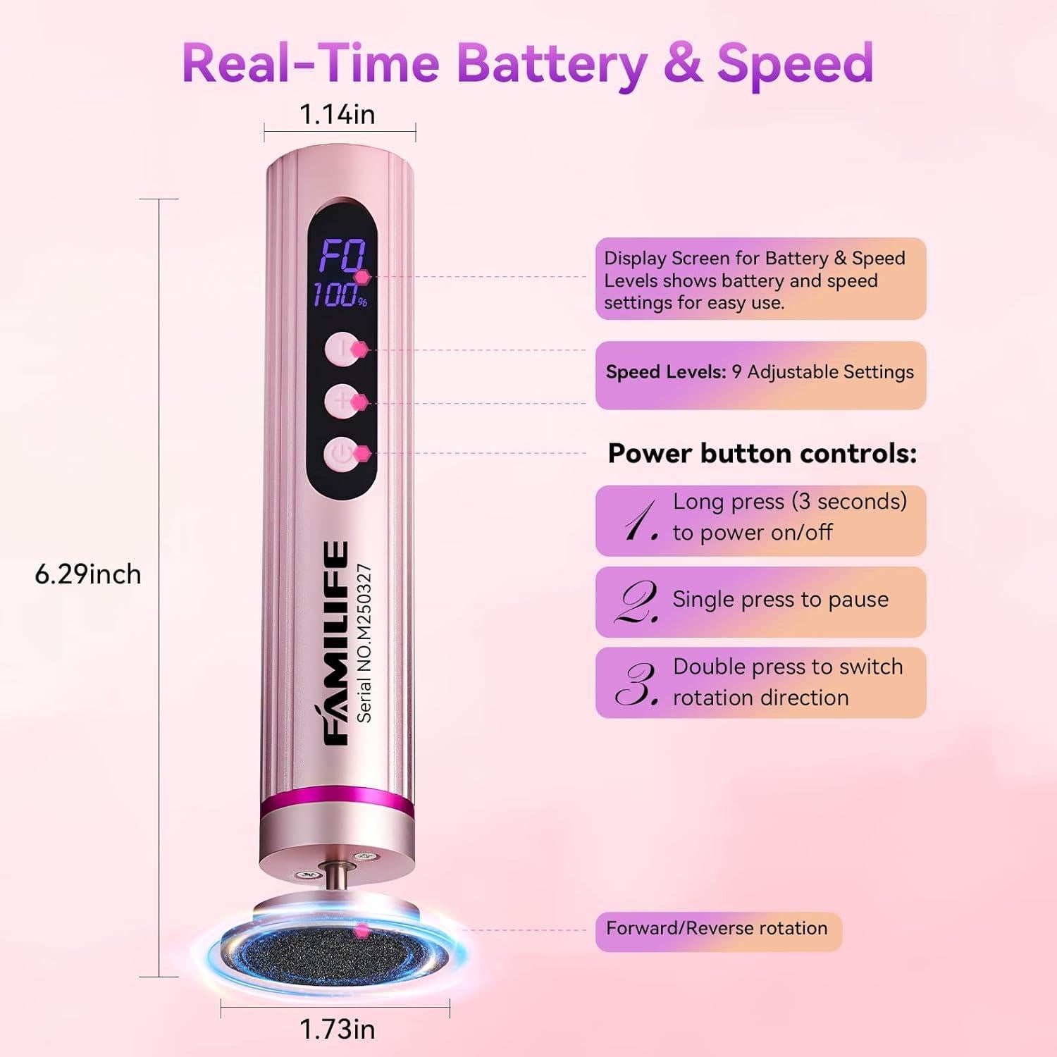 FAMILIFE Eliminador de Callos Eléctrico Recargable con Pantalla LED