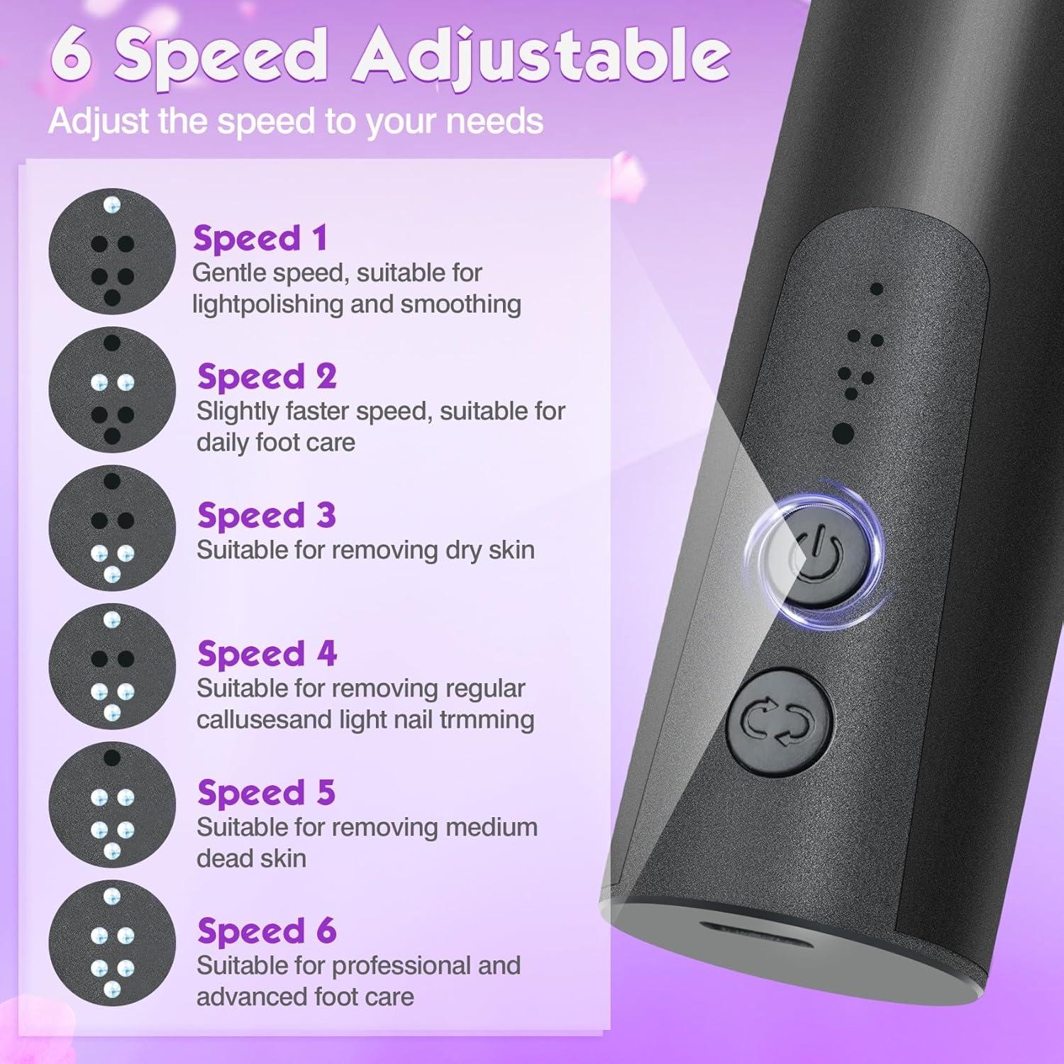 Removedor de Callos Eléctrico Lotanop 2 en 1 con 6 Velocidades