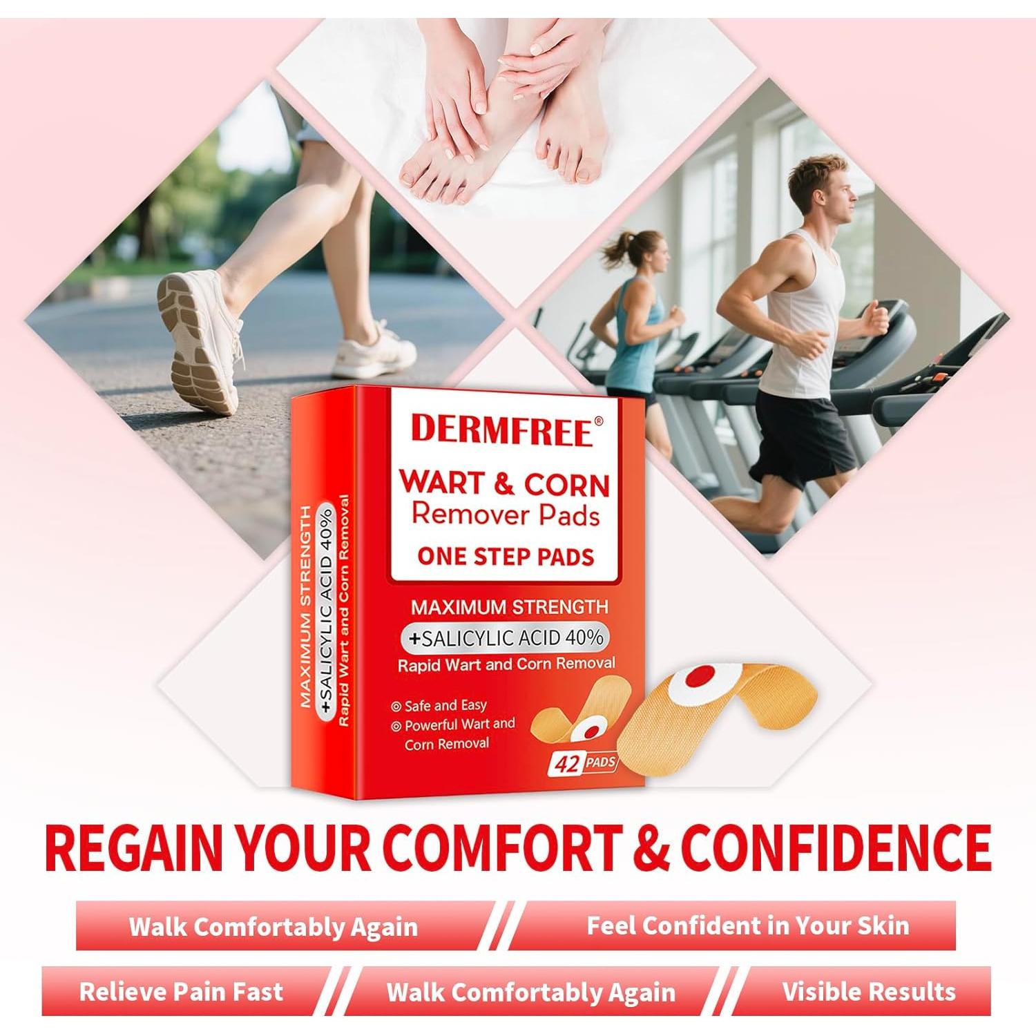 Parche Removedor de Verrugas y Callos DERMFREE 42 Piezas 40% Ácido Salicílico