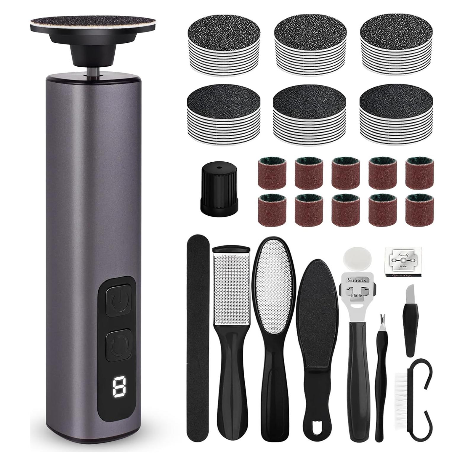 Removedor de Callos Eléctrico 9 Velocidades USB Gris Oscuro